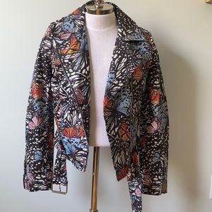 Aqua & Mary Katrantzou Butterfly’s Print Leather Jacket